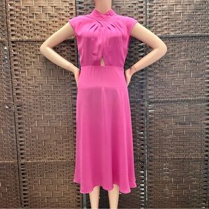 Scoop NYC Pink Sleeveless Mock Neck Midi Dress.